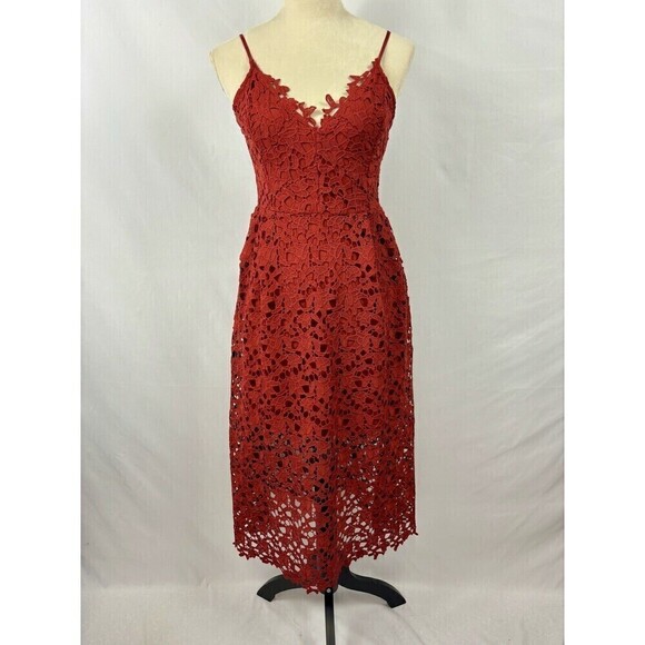 ASTR the Label Lace Dress Red Rust Medium Midi A Line Lined - Picture 4 of 16